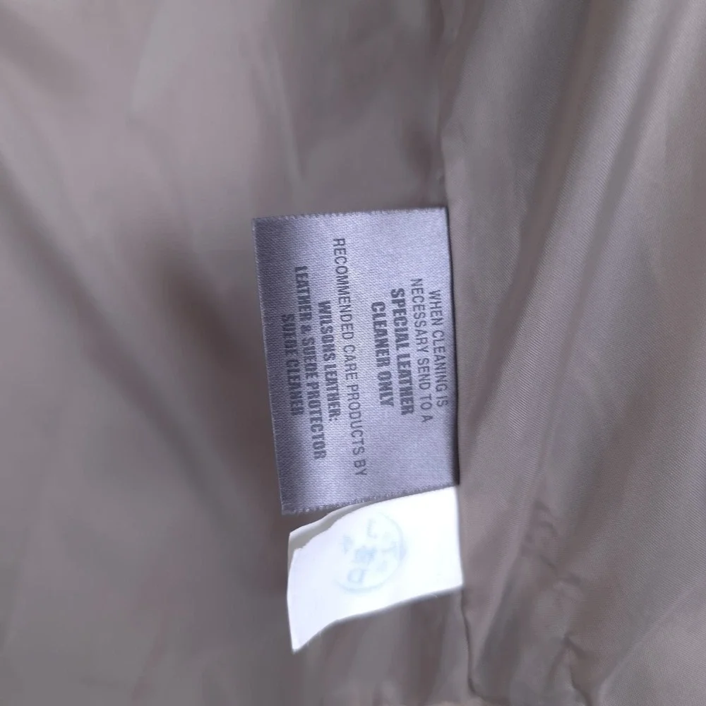 Wilson Suede Jacket Mens Medium Tan Leather Button Up Lined Shacket Hand Pockets